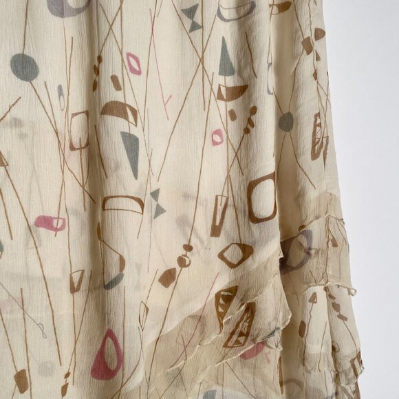 Vintage Y2K Real Silk ATOMIC Print Asymmetrical Skirt -- Small to Medium - Picture 8 of 9